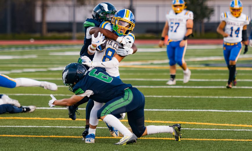 In its first season playing varsity football, the MacDonald Condors lost to district rivals the Santa Clara Bruins 40-0 on Friday night.