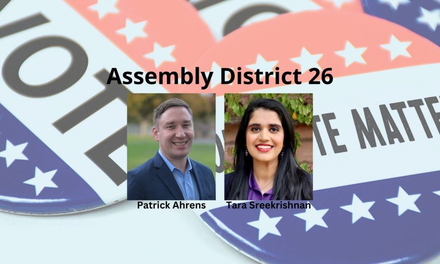 District 26 assembly candidates Patrick Ahrens and Tara Sreekrishnan talk about the biggest issues facing their district and its residents.