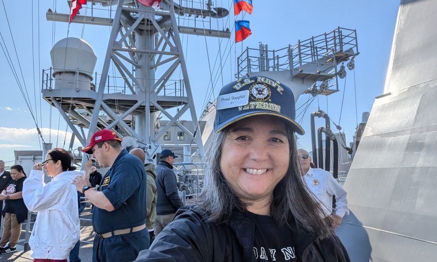 Wilcox teacher Cathy Thornton was lucky enough to receive an invitation to fly in a helicopter at San Francisco's Fleet Week in October.